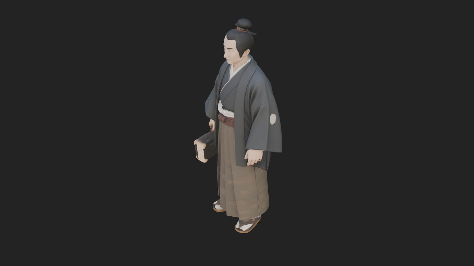 Kimono Merchant Man Statue Design 1 3D Print Model 3D Model