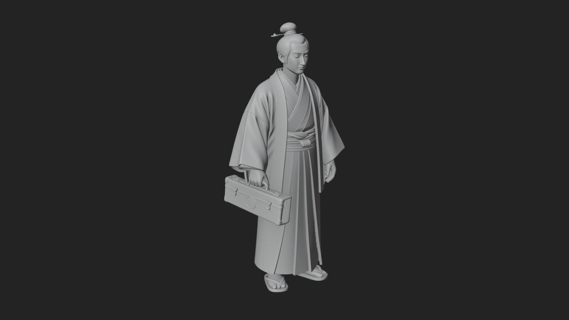 Kimono Merchant Man Statue Design 1 3D Print Model 3D Model