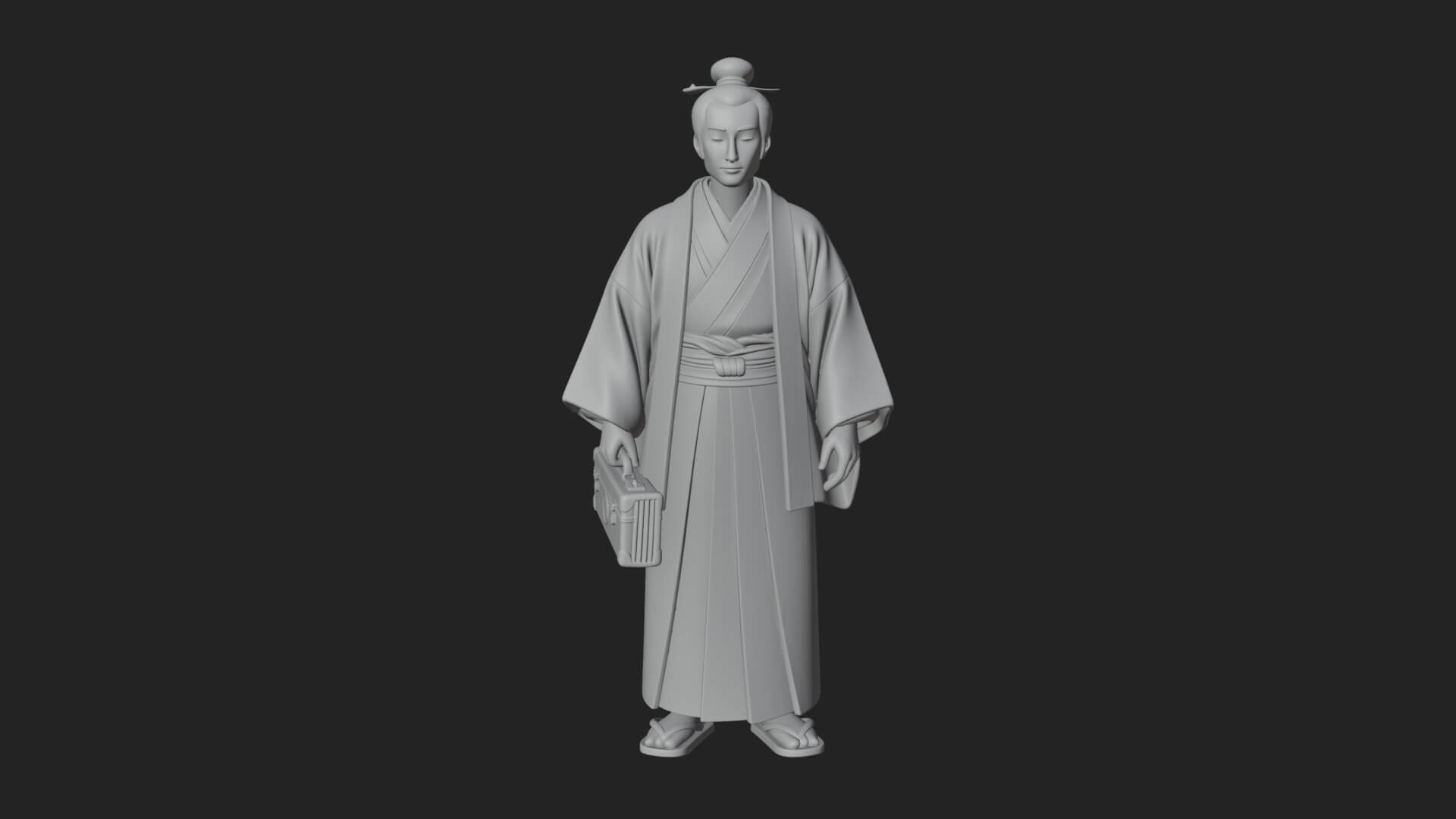 Kimono Merchant Man Statue Design 1 3D Print Model 3D Model