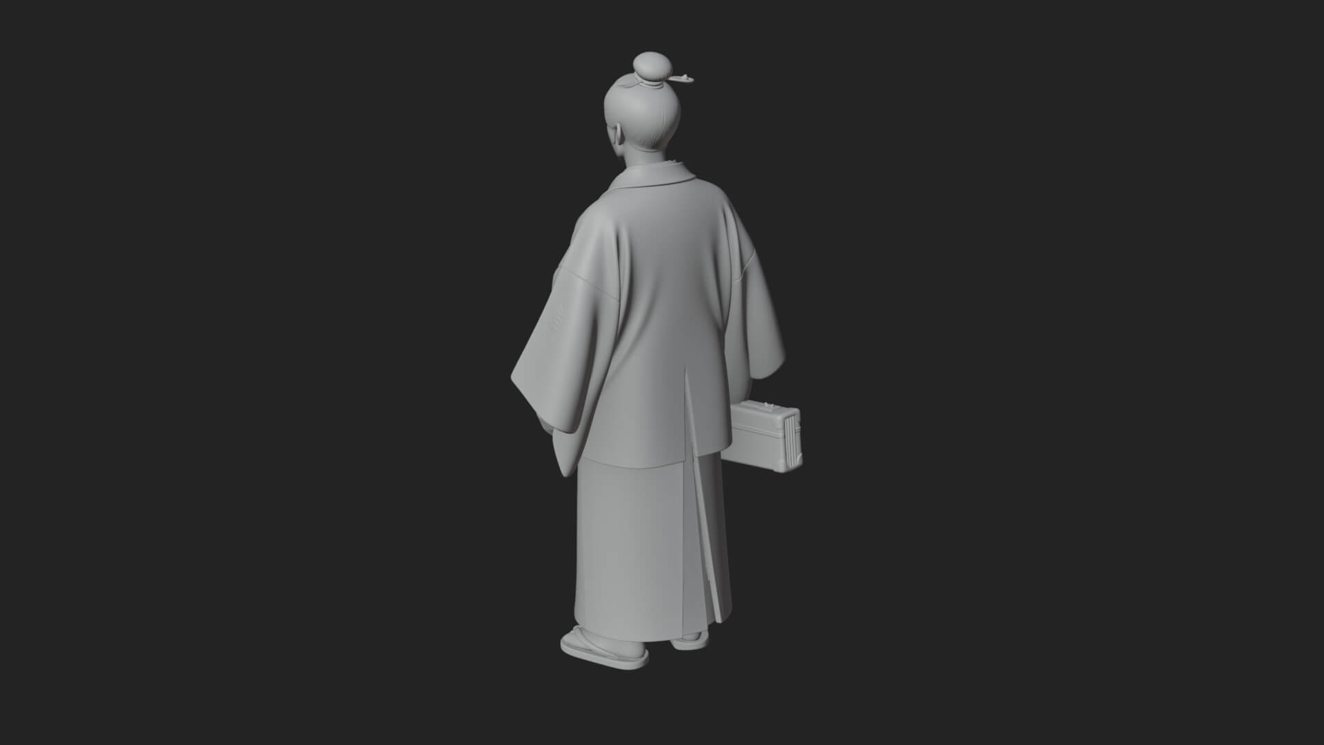 Kimono Merchant Man Statue Design 1 3D Print Model 3D Model