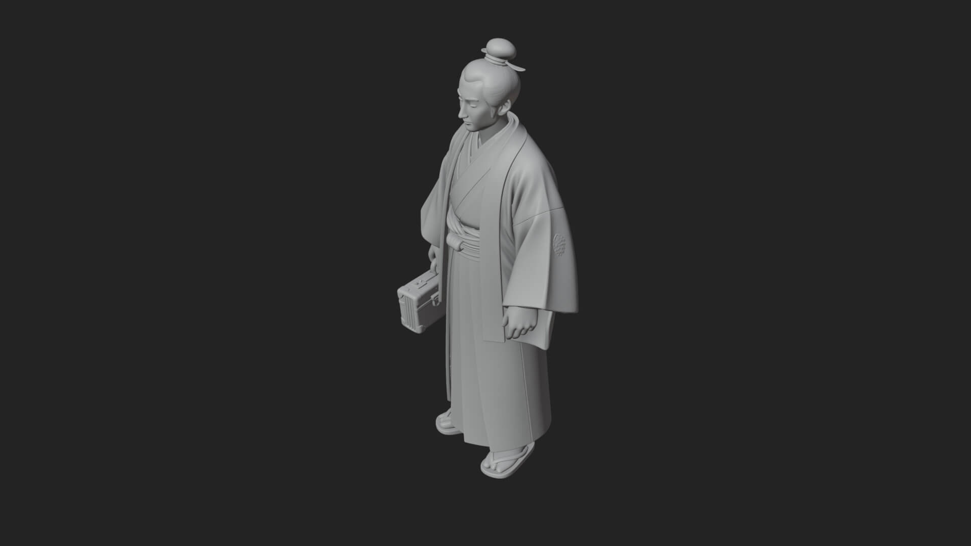 Kimono Merchant Man Statue Design 1 3D Print Model 3D Model