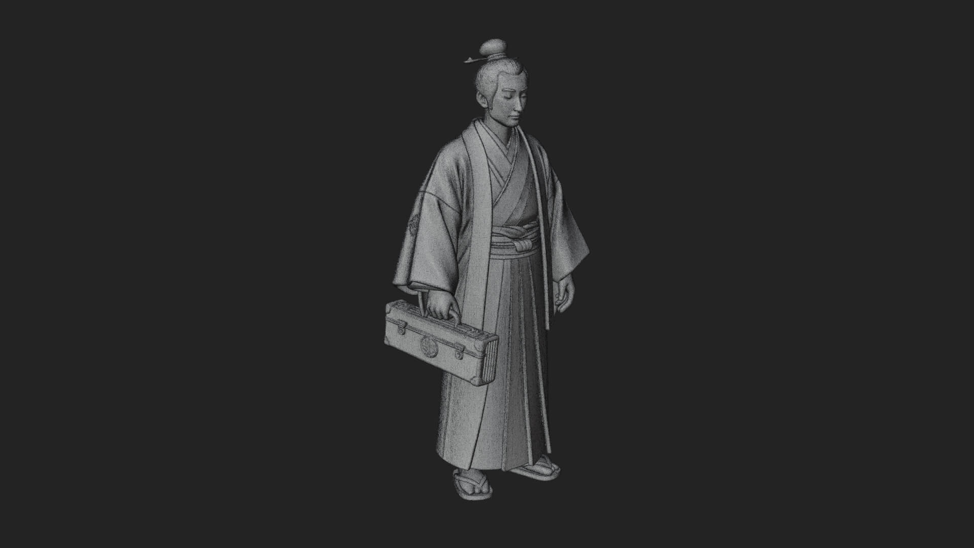 Kimono Merchant Man Statue Design 1 3D Print Model 3D Model