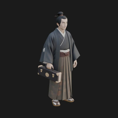 Kimono Merchant Man Statue Design 1 3D Print Model