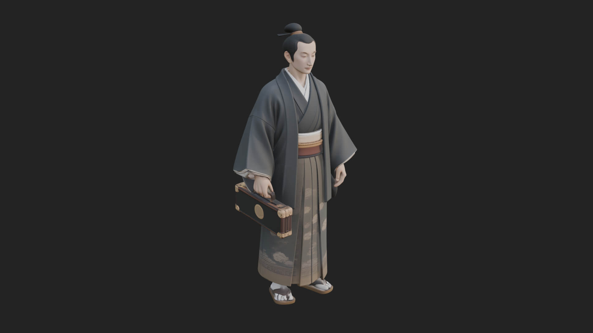 Kimono Merchant Man Statue Design 2 3D Print Model 3D Model
