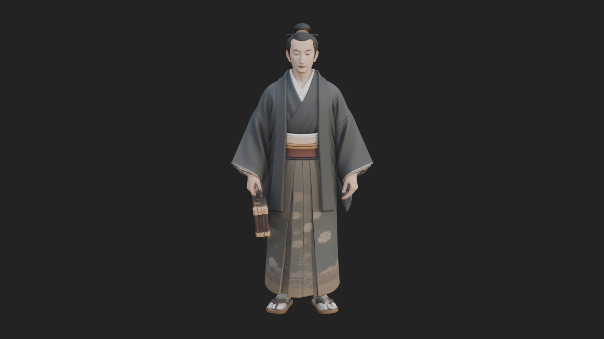 Kimono Merchant Man Statue Design 2 3D Print Model 3D Model