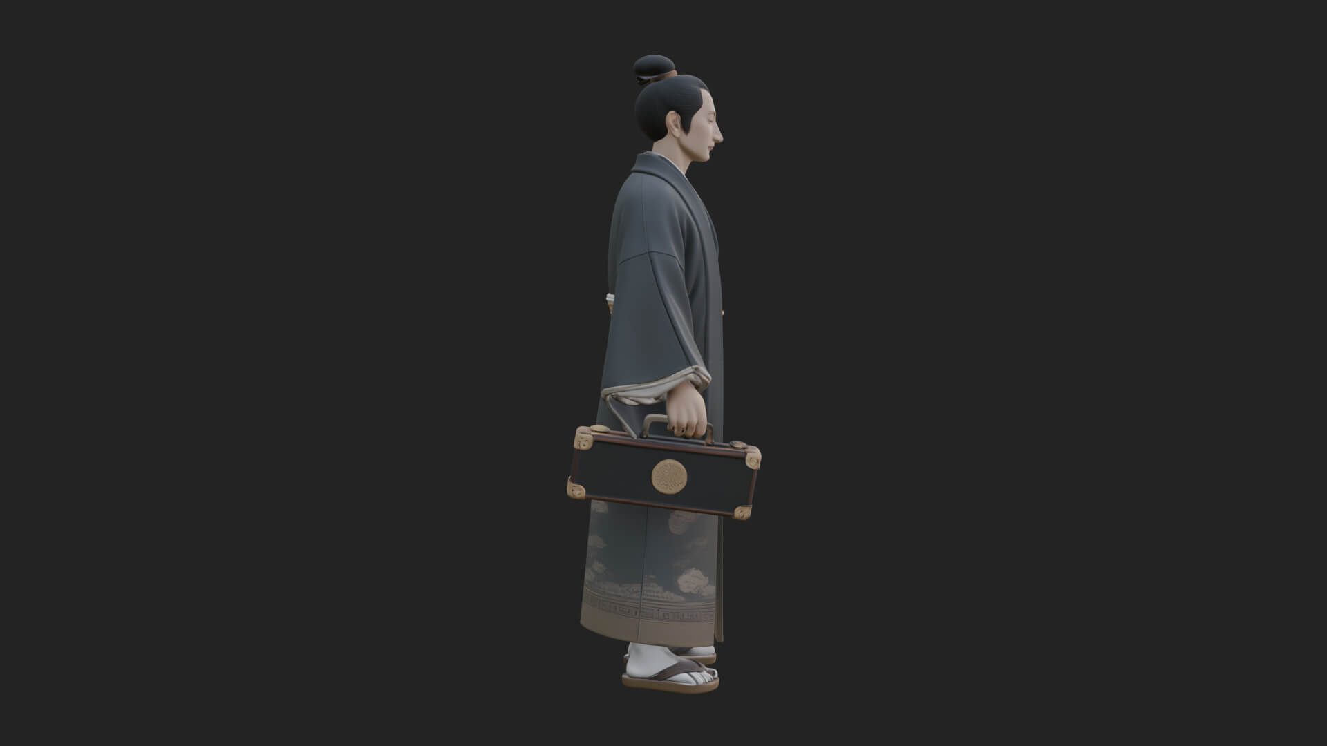 Kimono Merchant Man Statue Design 2 3D Print Model 3D Model