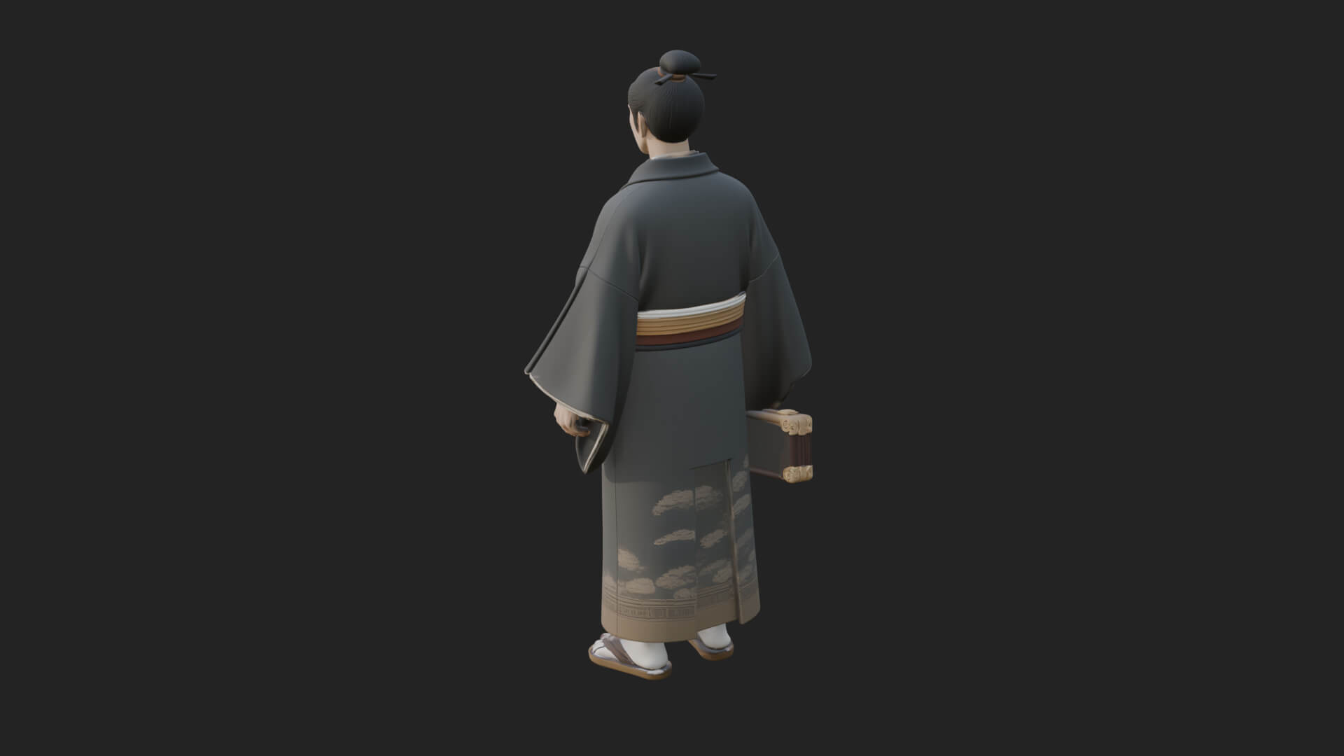 Kimono Merchant Man Statue Design 2 3D Print Model 3D Model