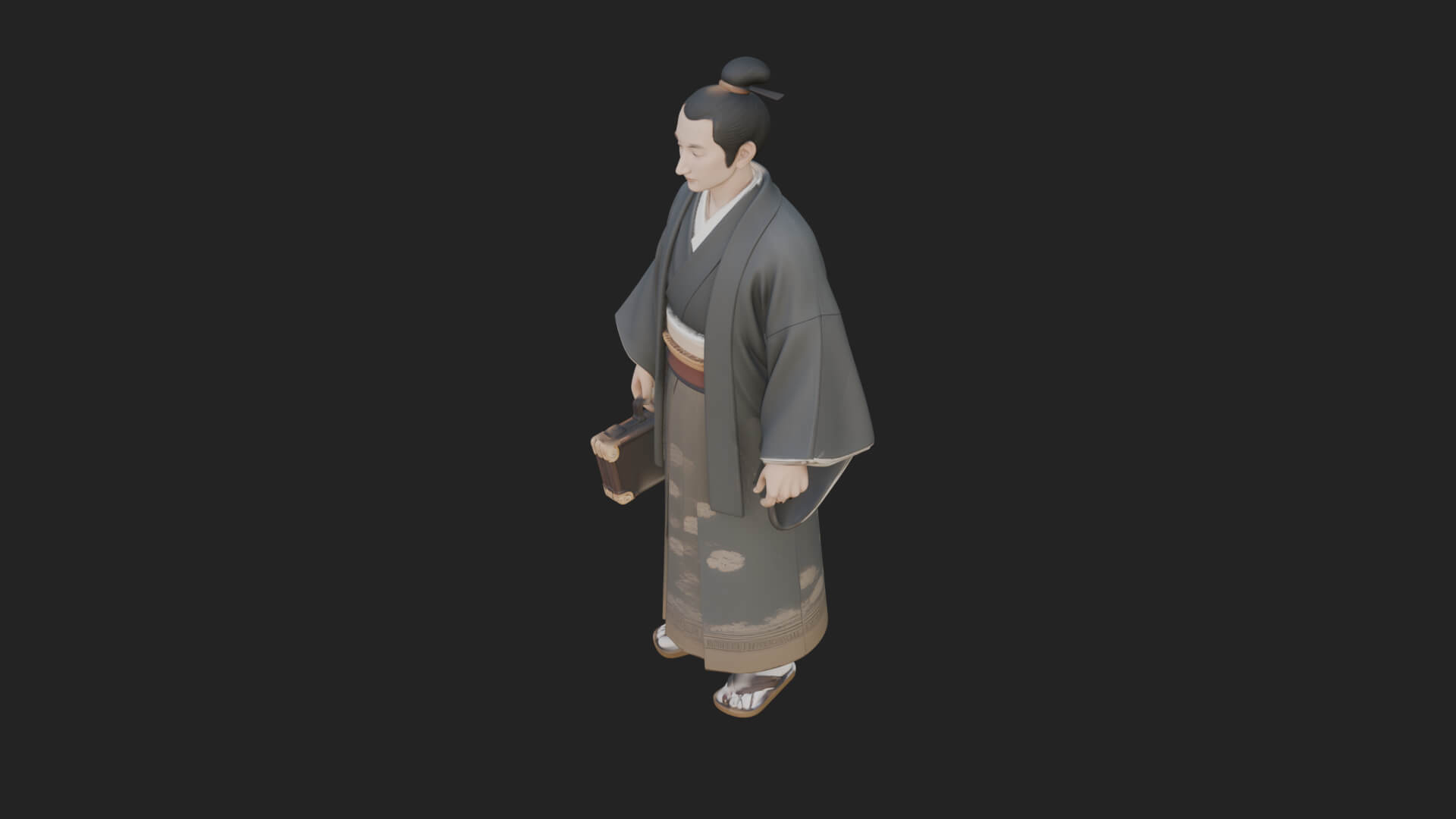 Kimono Merchant Man Statue Design 2 3D Print Model 3D Model
