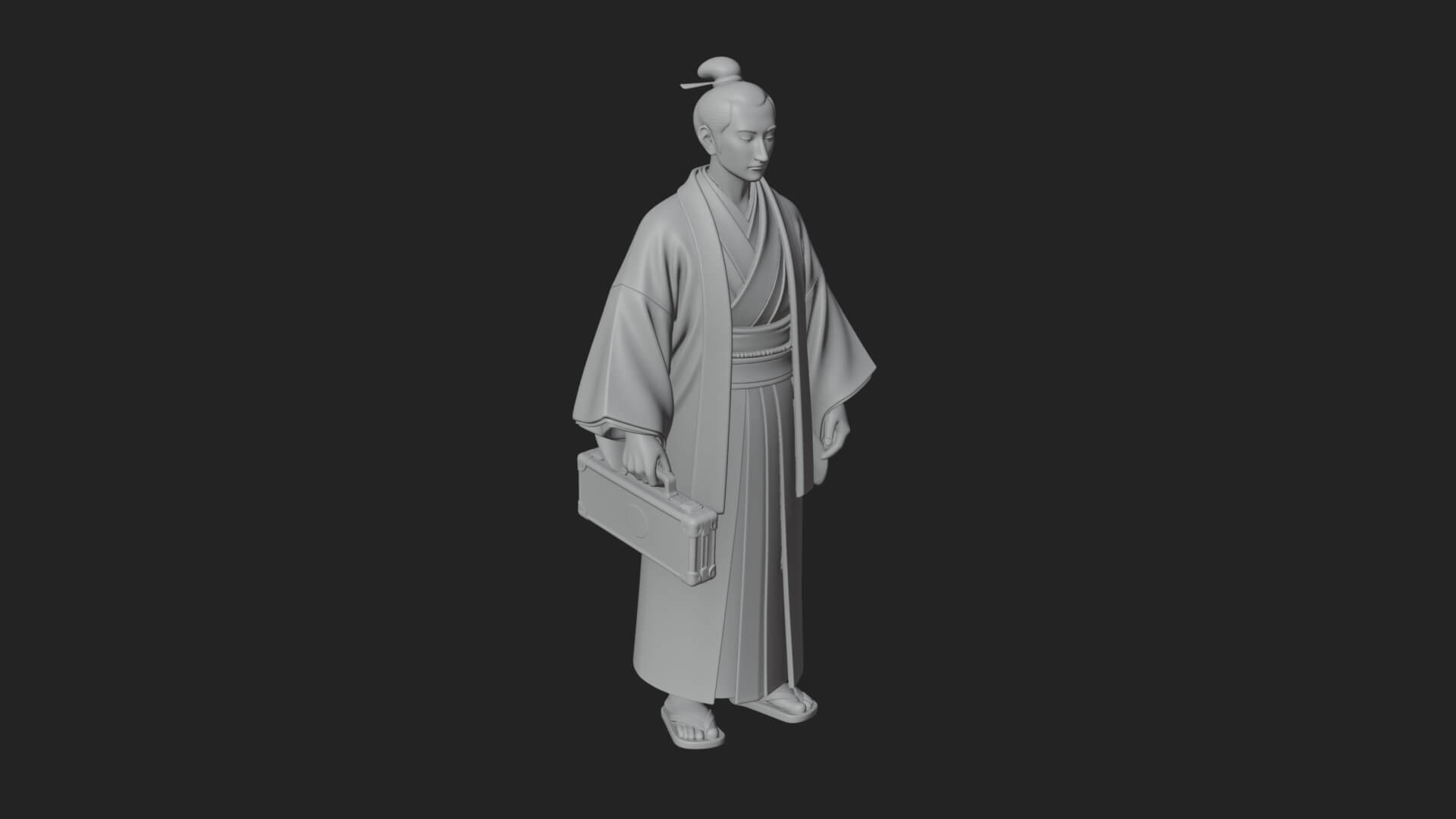 Kimono Merchant Man Statue Design 2 3D Print Model 3D Model