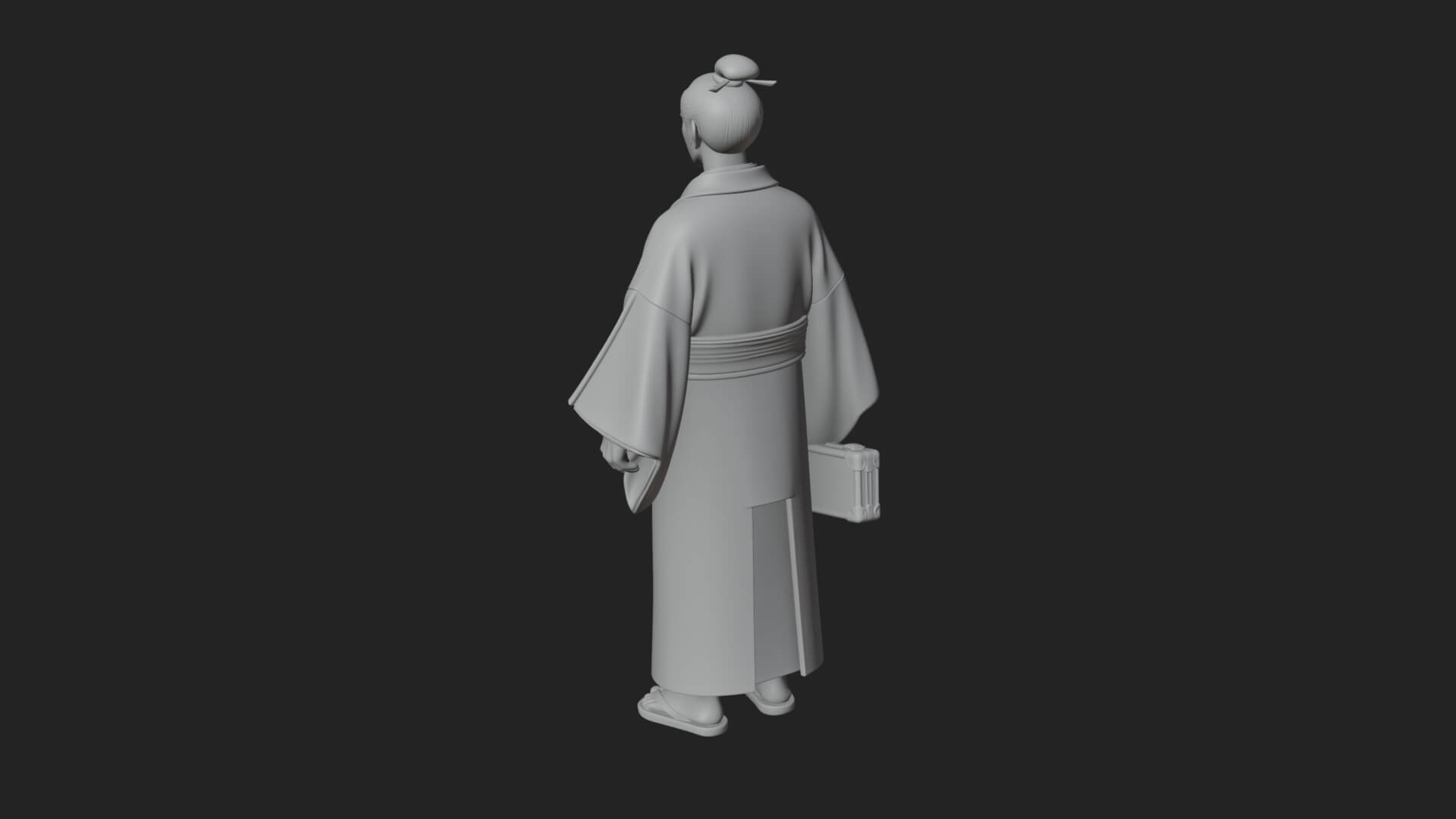 Kimono Merchant Man Statue Design 2 3D Print Model 3D Model