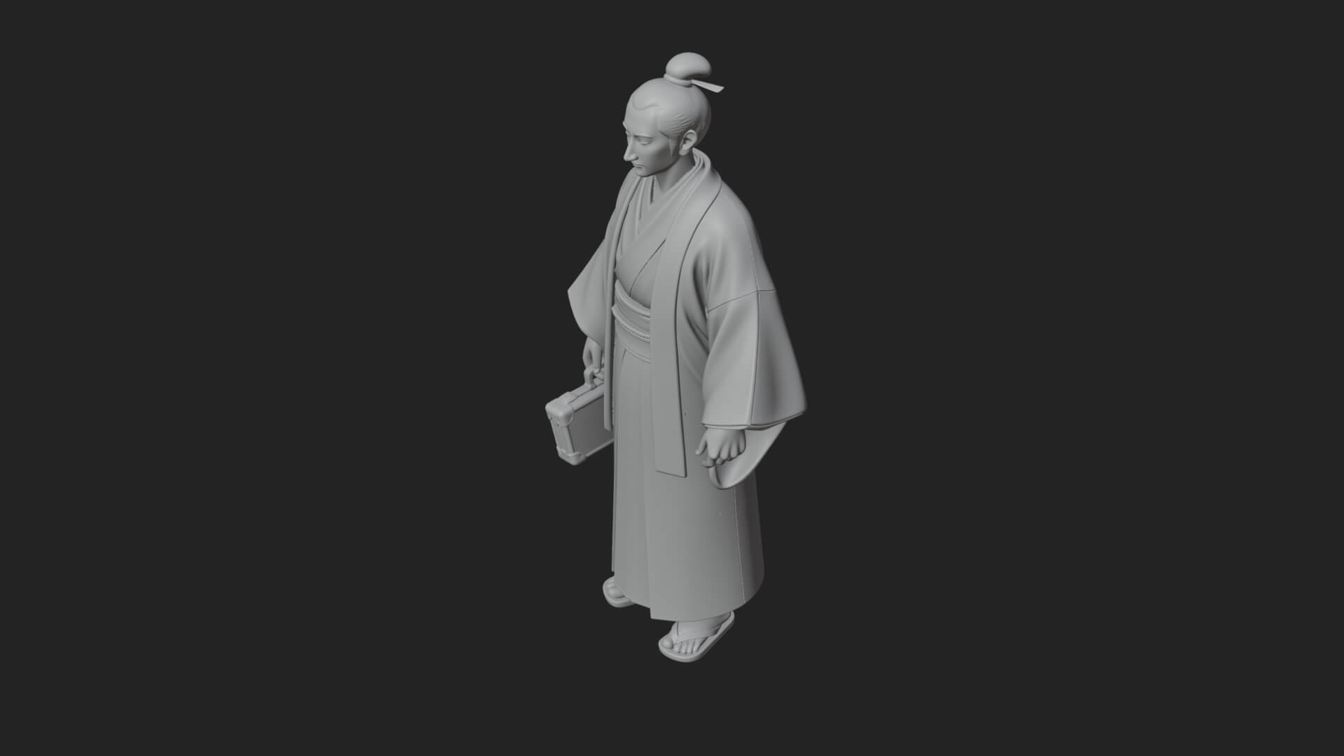 Kimono Merchant Man Statue Design 2 3D Print Model 3D Model