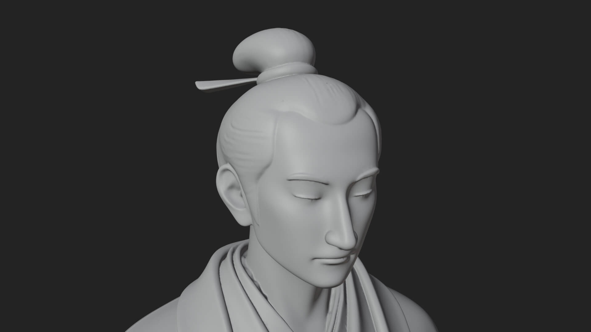 Kimono Merchant Man Statue Design 2 3D Print Model 3D Model