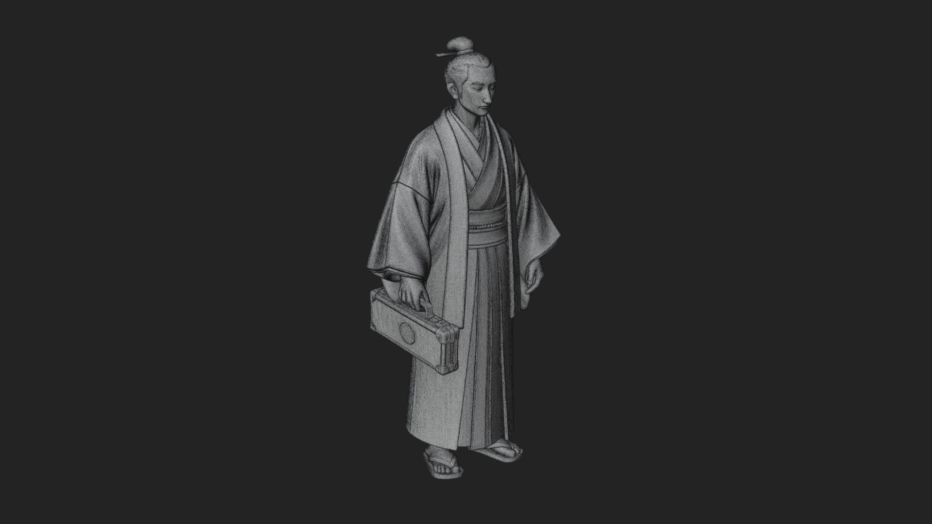 Kimono Merchant Man Statue Design 2 3D Print Model 3D Model