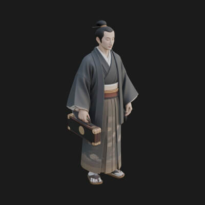 Kimono Merchant Man Statue Design 2 3D Print Model