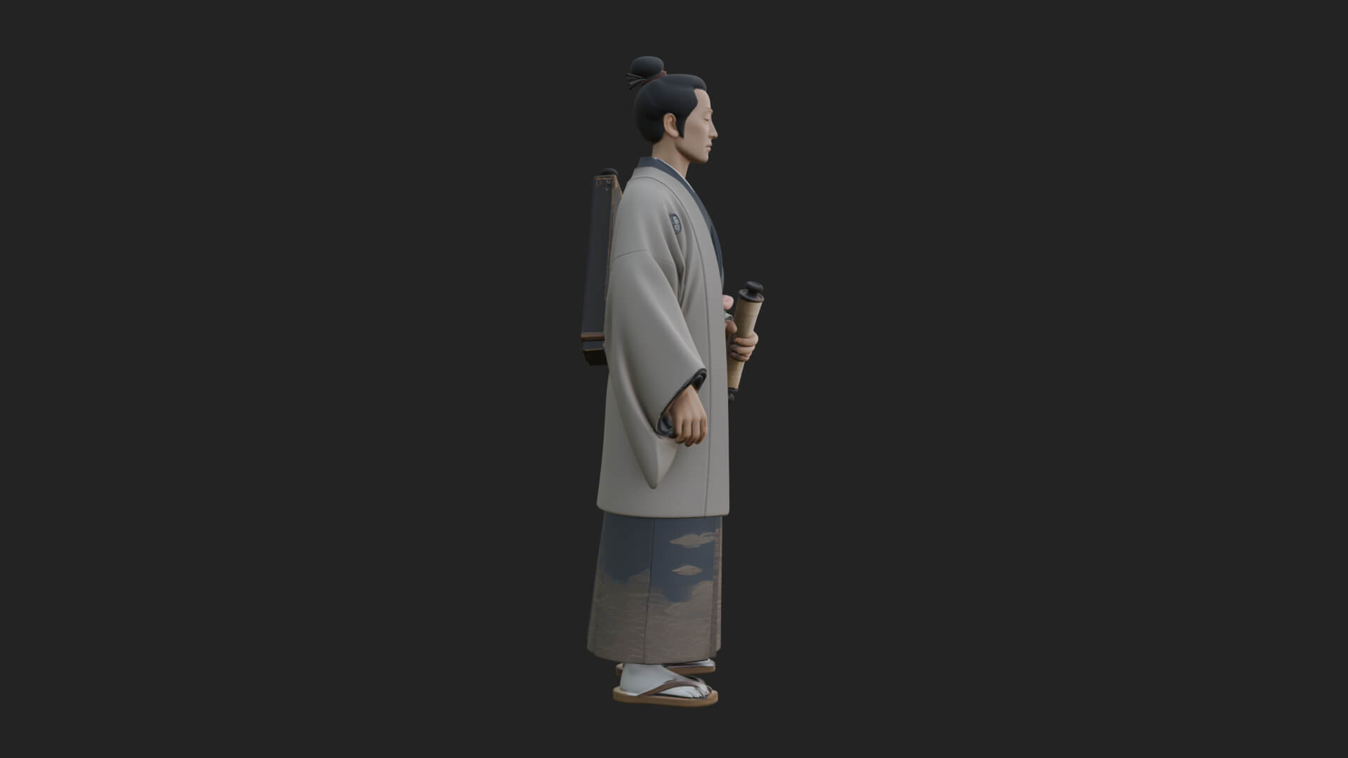Kimono Merchant Man Statue Design 3 3D Print Model 3D Model