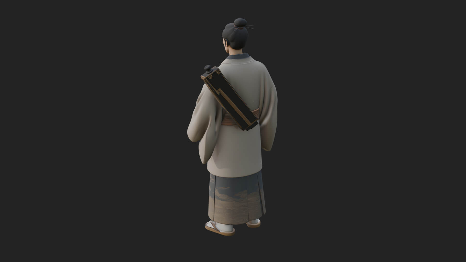 Kimono Merchant Man Statue Design 3 3D Print Model 3D Model