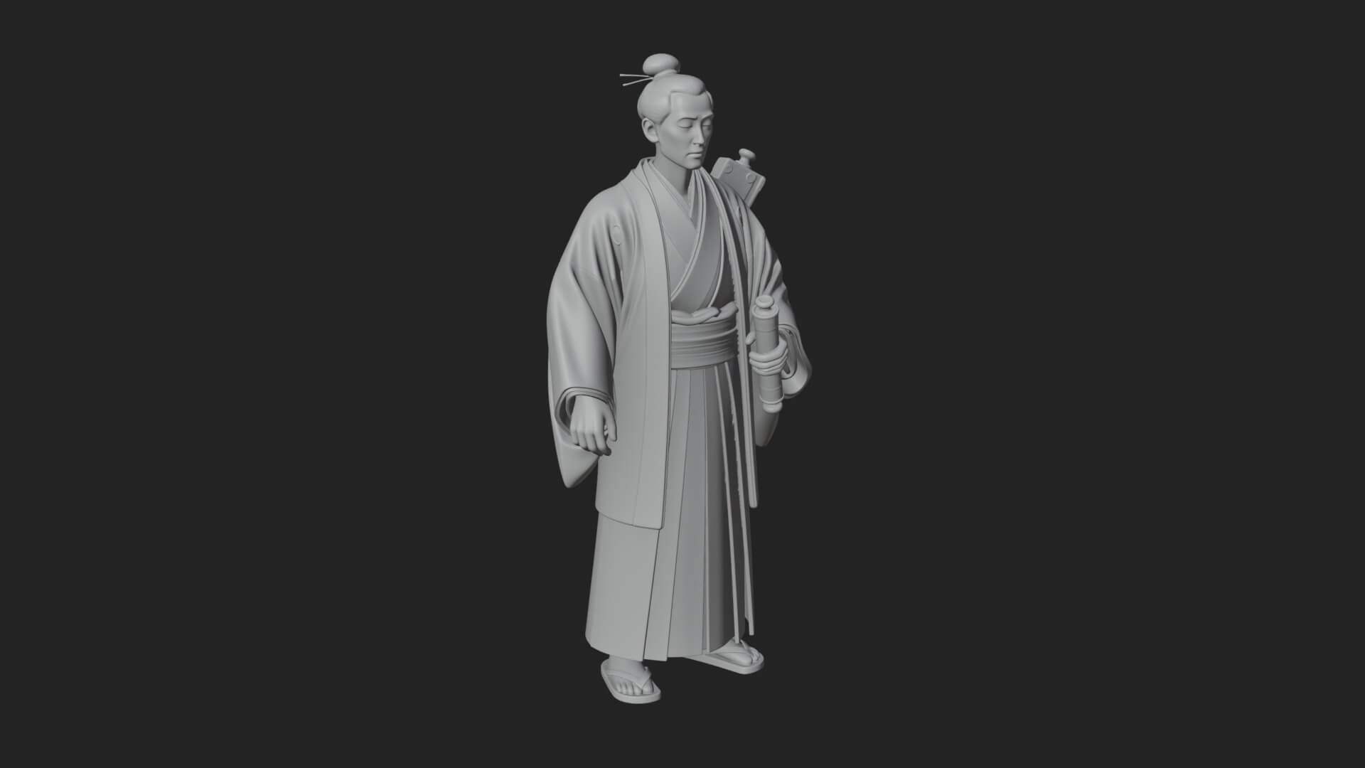 Kimono Merchant Man Statue Design 3 3D Print Model 3D Model