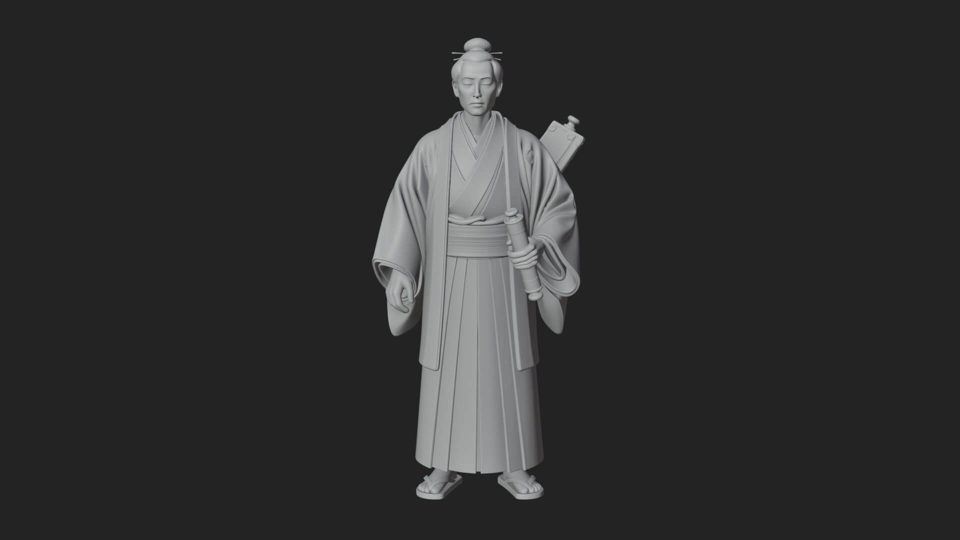 Kimono Merchant Man Statue Design 3 3D Print Model 3D Model