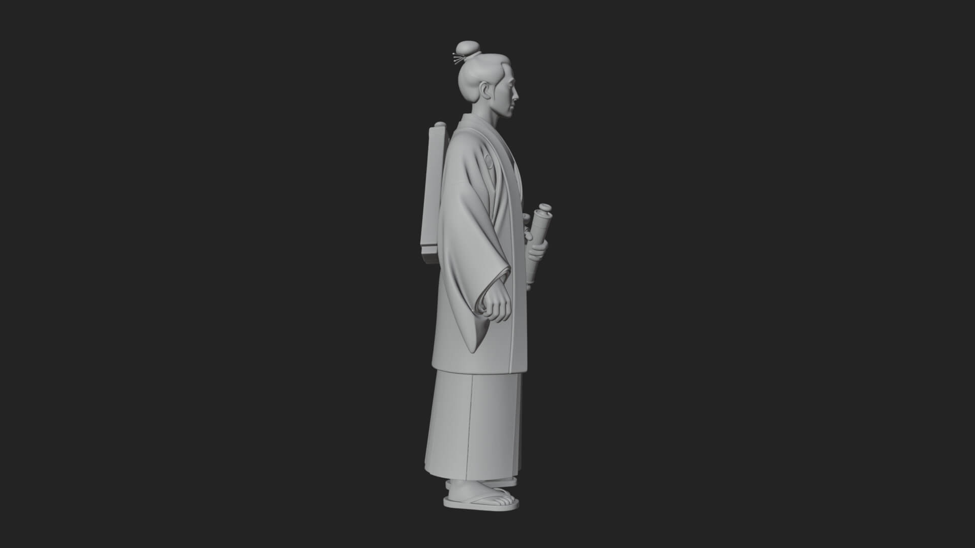 Kimono Merchant Man Statue Design 3 3D Print Model 3D Model