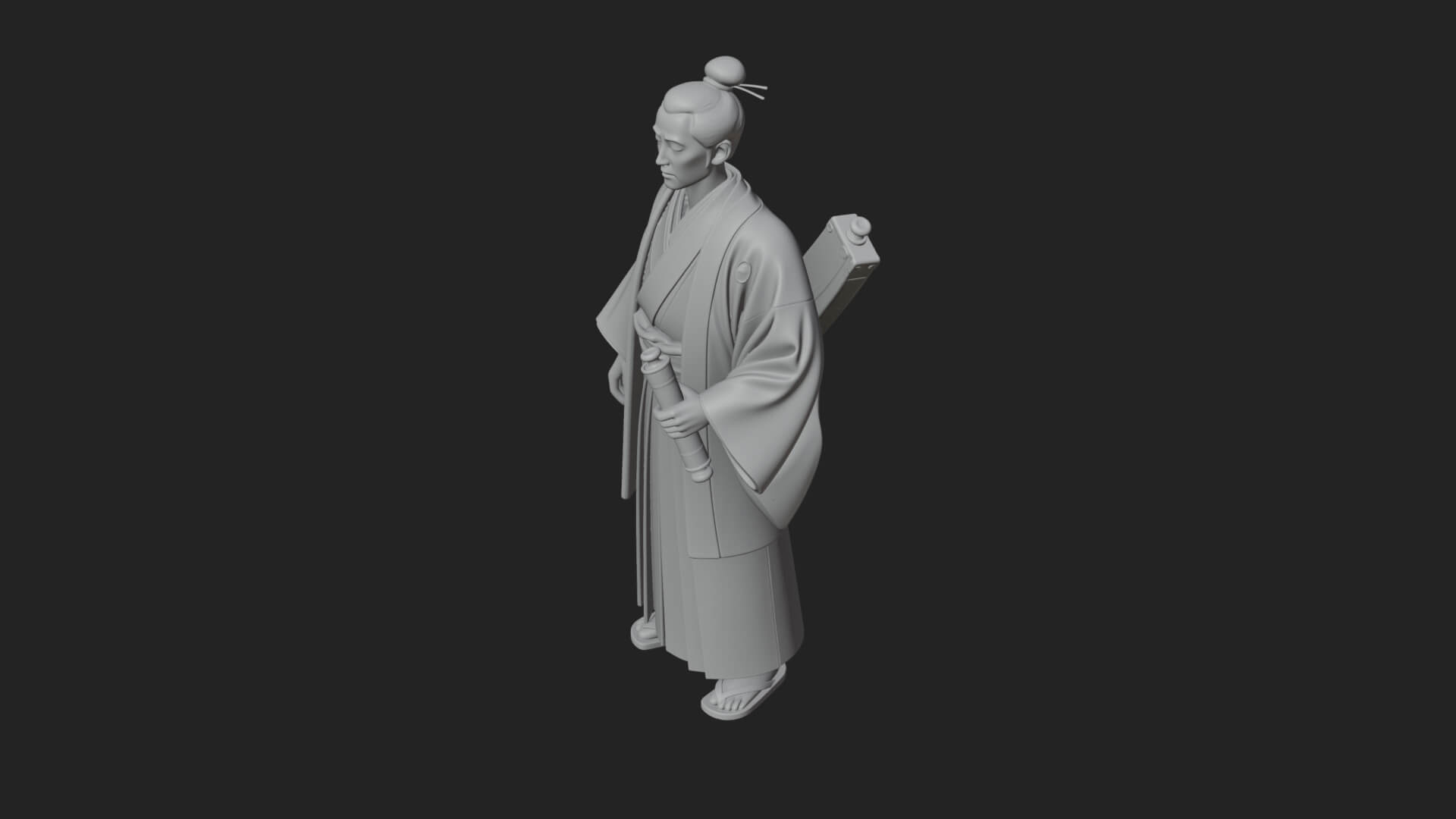Kimono Merchant Man Statue Design 3 3D Print Model 3D Model
