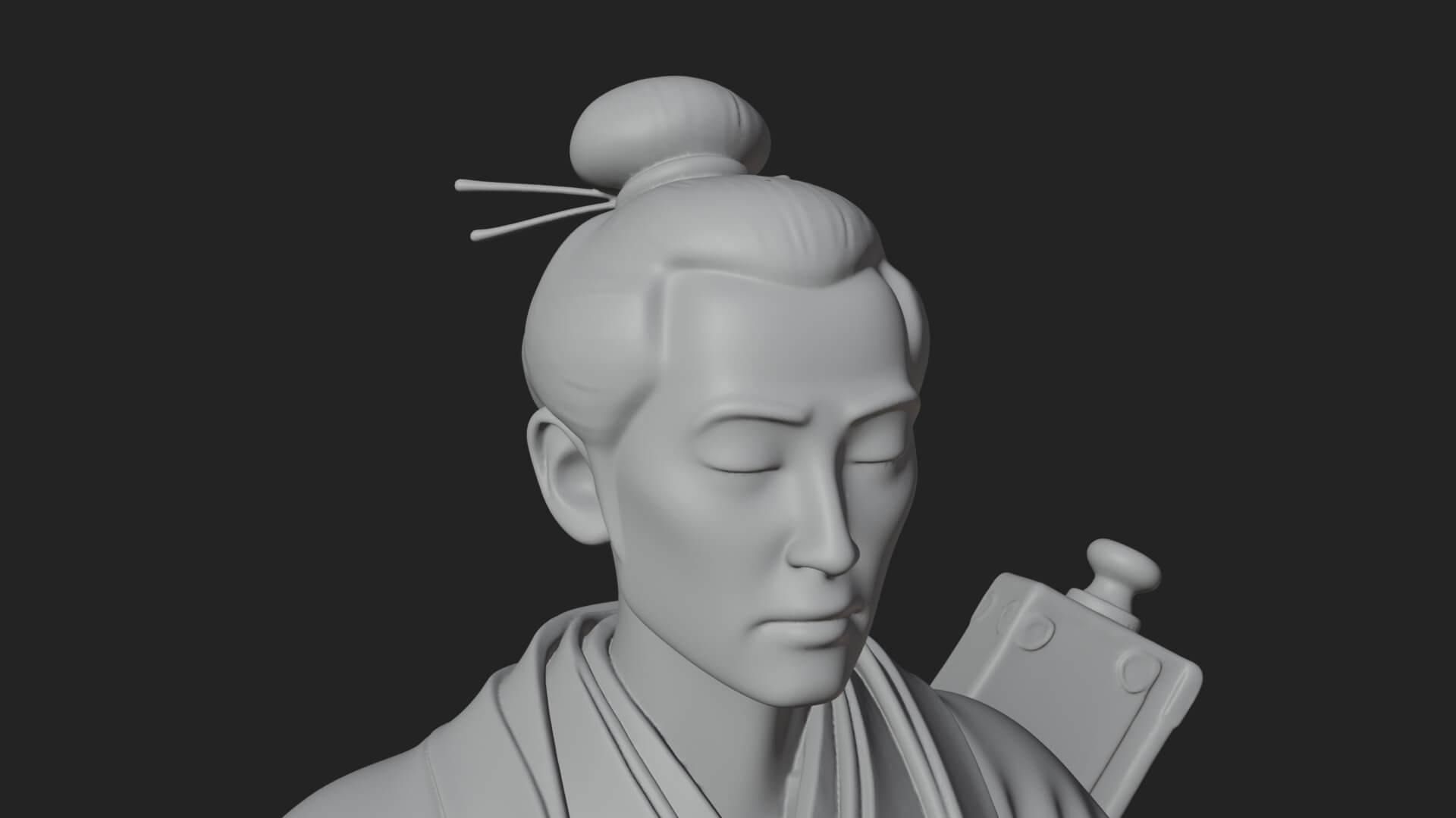 Kimono Merchant Man Statue Design 3 3D Print Model 3D Model
