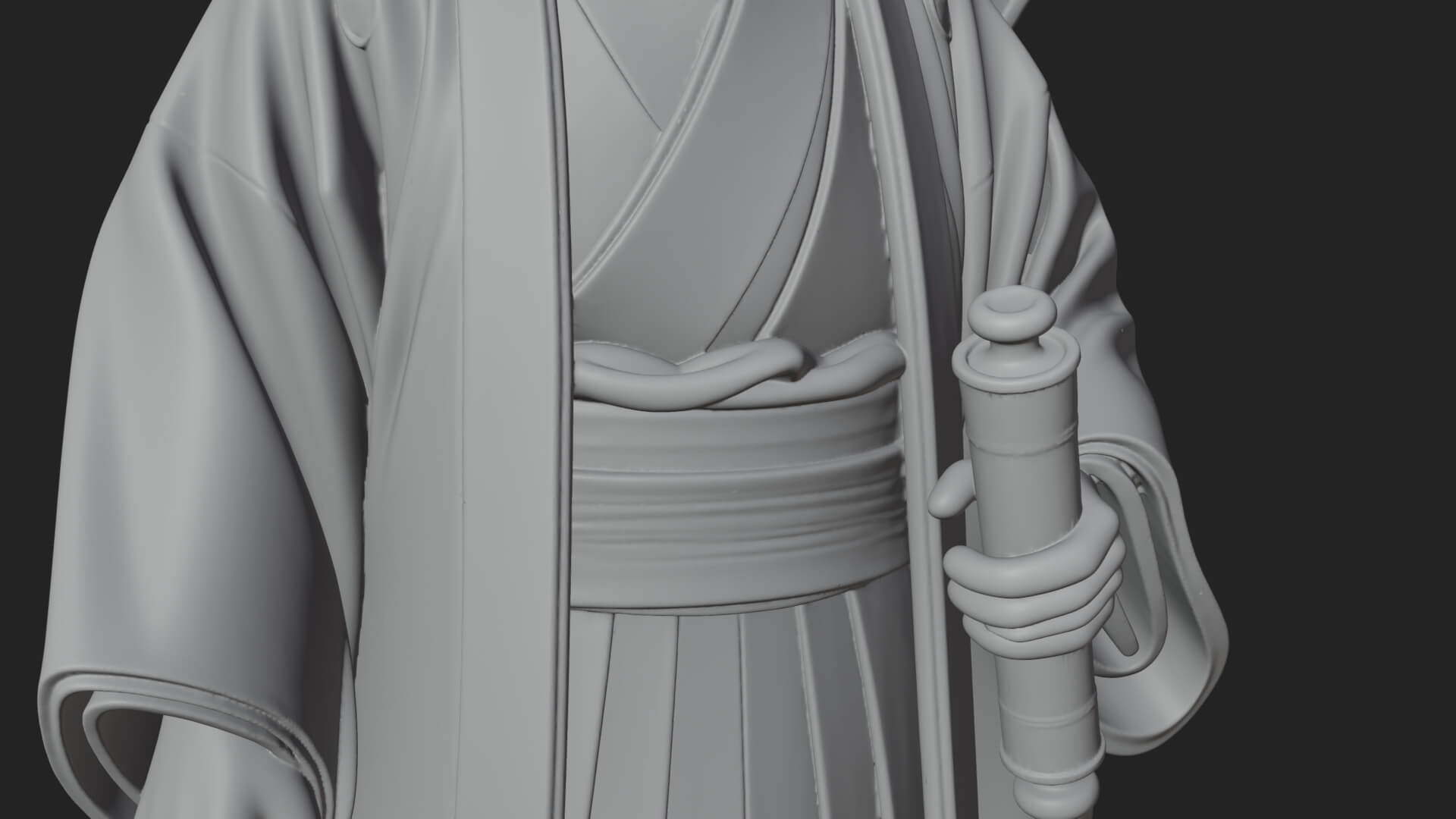 Kimono Merchant Man Statue Design 3 3D Print Model 3D Model