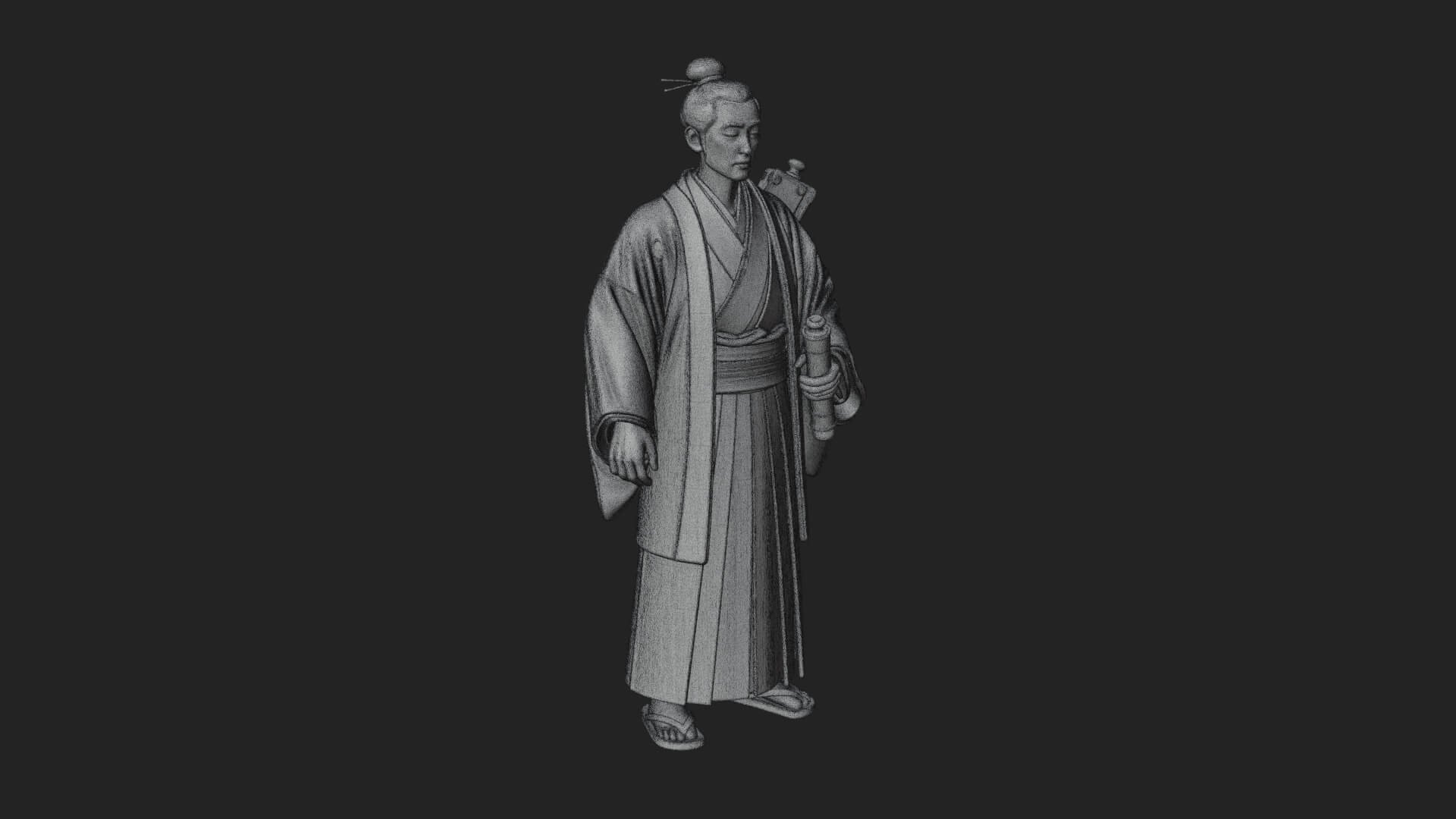 Kimono Merchant Man Statue Design 3 3D Print Model 3D Model