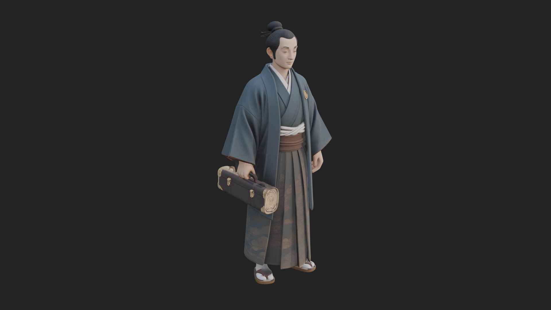 Kimono Merchant Man Statue Design 4 3D Print Model 3D Model