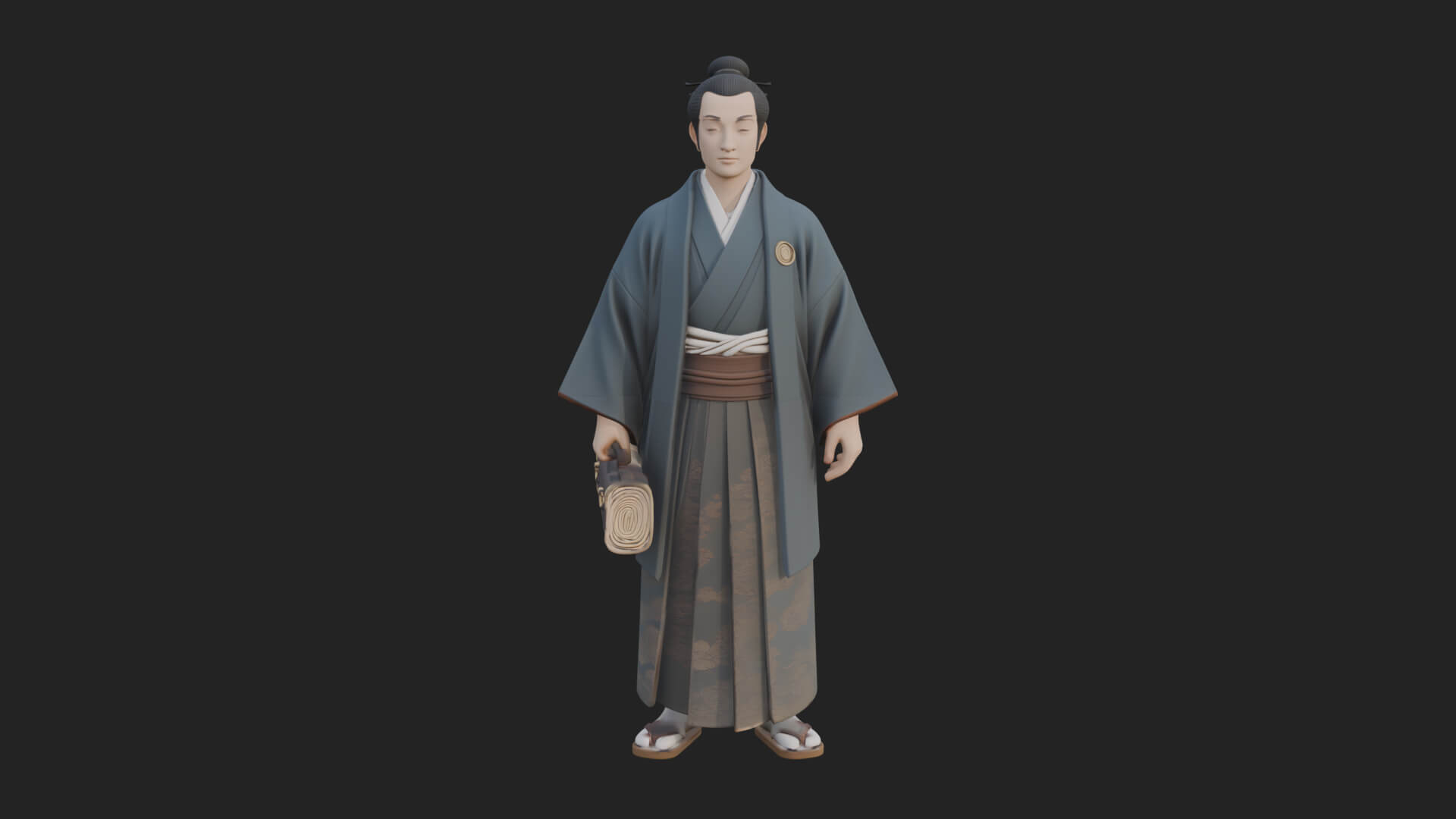 Kimono Merchant Man Statue Design 4 3D Print Model 3D Model