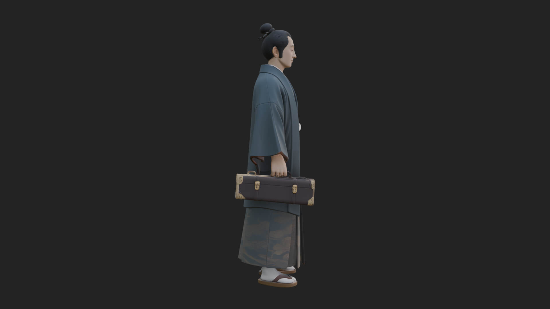 Kimono Merchant Man Statue Design 4 3D Print Model 3D Model