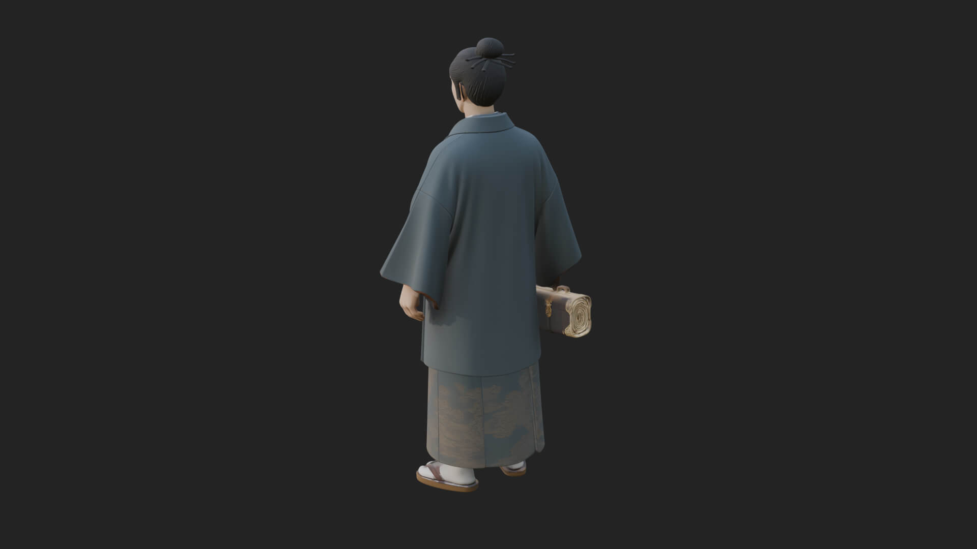 Kimono Merchant Man Statue Design 4 3D Print Model 3D Model