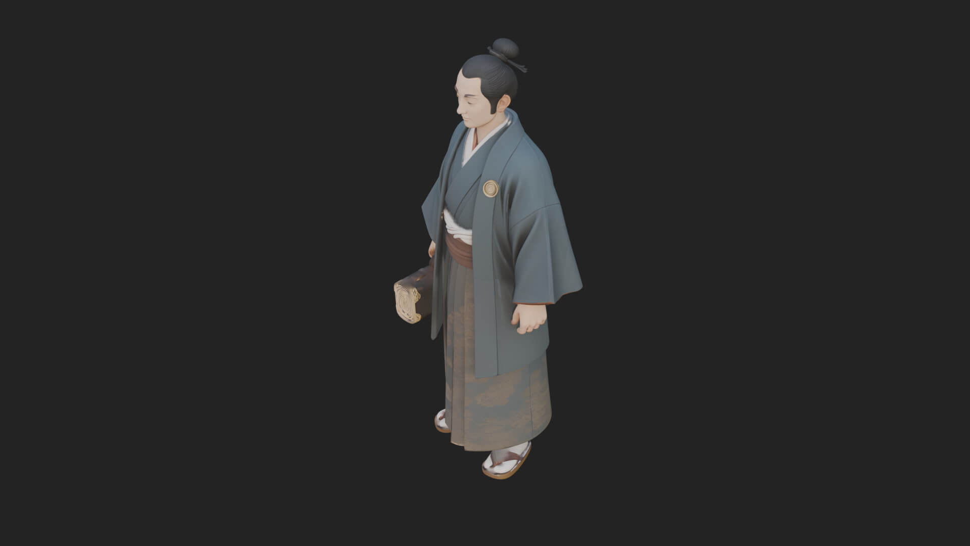 Kimono Merchant Man Statue Design 4 3D Print Model 3D Model