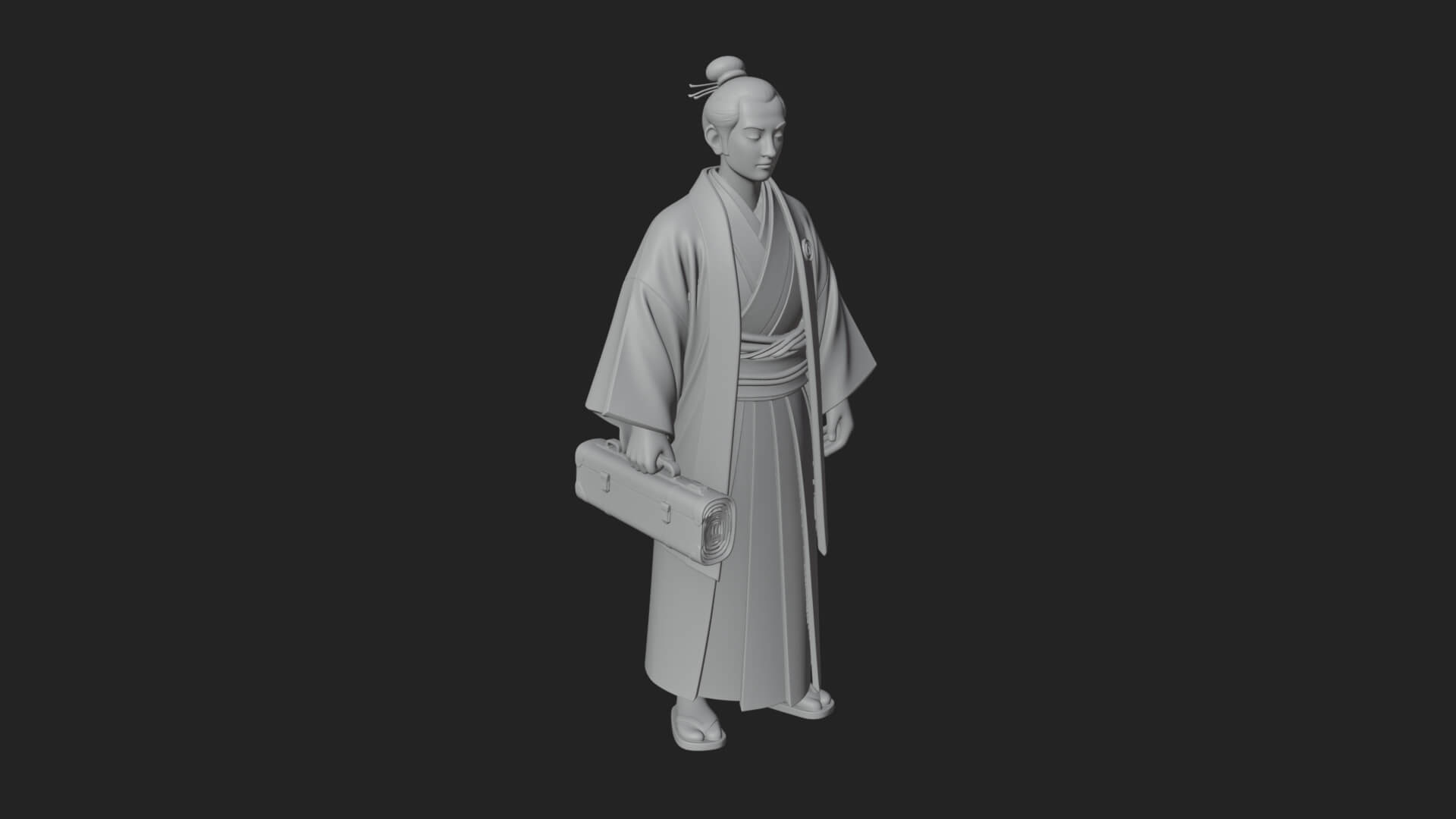 Kimono Merchant Man Statue Design 4 3D Print Model 3D Model