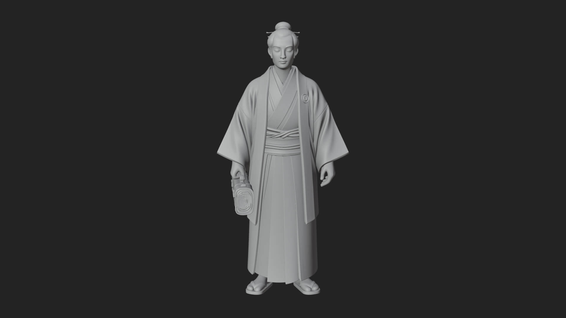 Kimono Merchant Man Statue Design 4 3D Print Model 3D Model