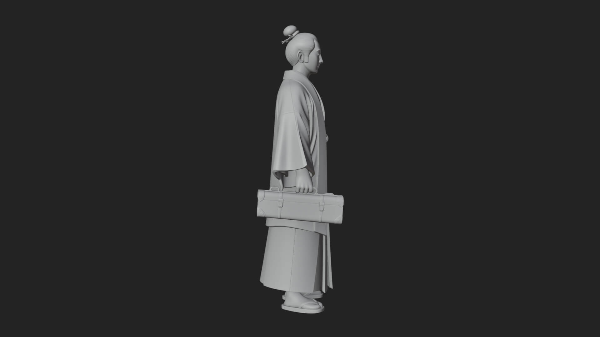Kimono Merchant Man Statue Design 4 3D Print Model 3D Model