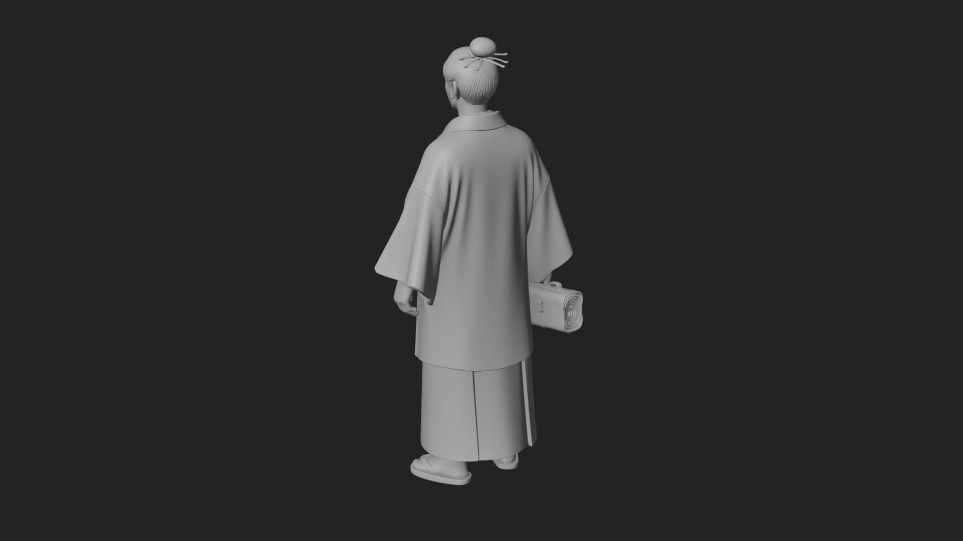 Kimono Merchant Man Statue Design 4 3D Print Model 3D Model