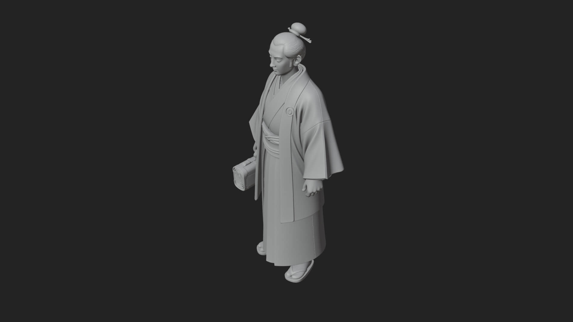 Kimono Merchant Man Statue Design 4 3D Print Model 3D Model