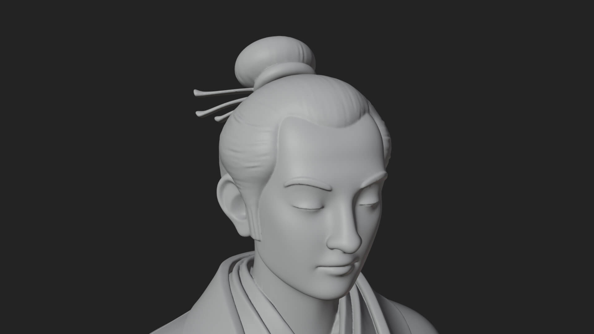 Kimono Merchant Man Statue Design 4 3D Print Model 3D Model