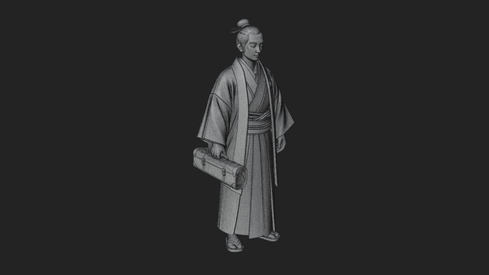 Kimono Merchant Man Statue Design 4 3D Print Model 3D Model