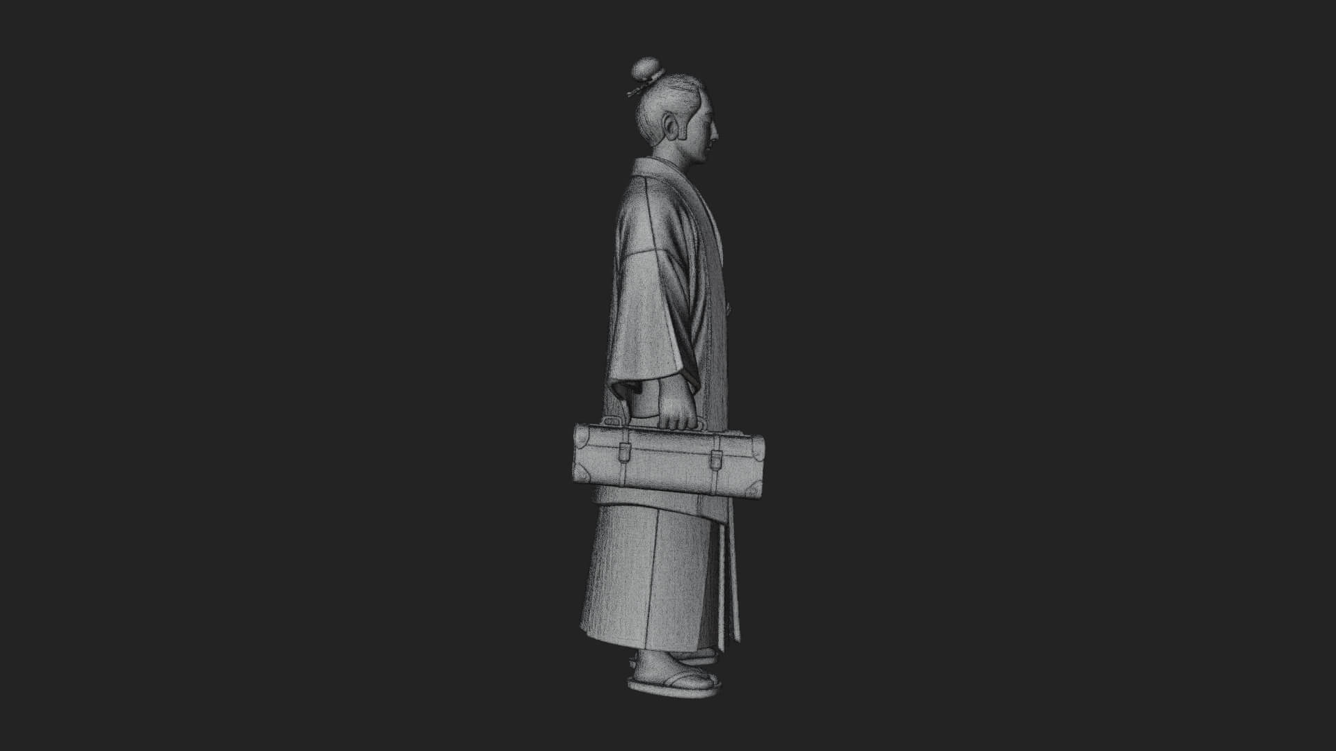 Kimono Merchant Man Statue Design 4 3D Print Model 3D Model
