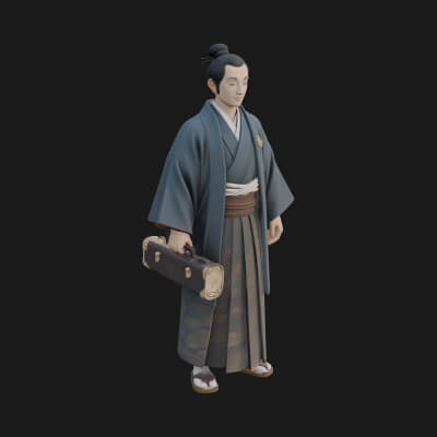 Kimono Merchant Man Statue Design 4 3D Print Model