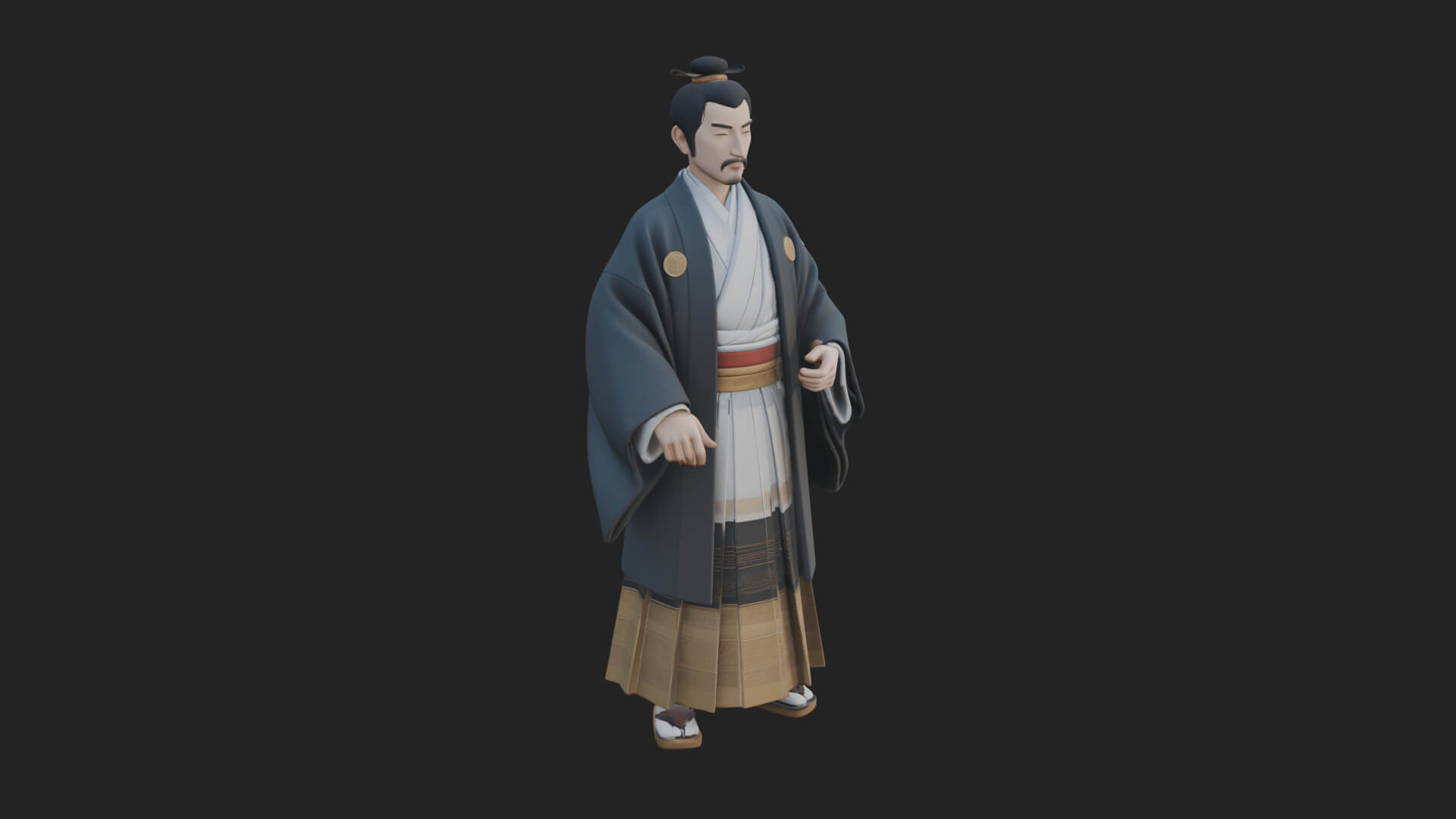 Kimono Merchant Man Statue Design 5 3D Print Model 3D Model