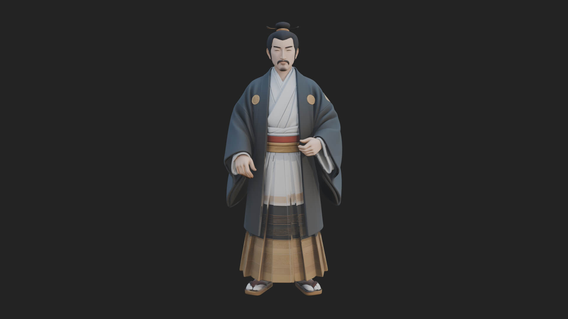 Kimono Merchant Man Statue Design 5 3D Print Model 3D Model