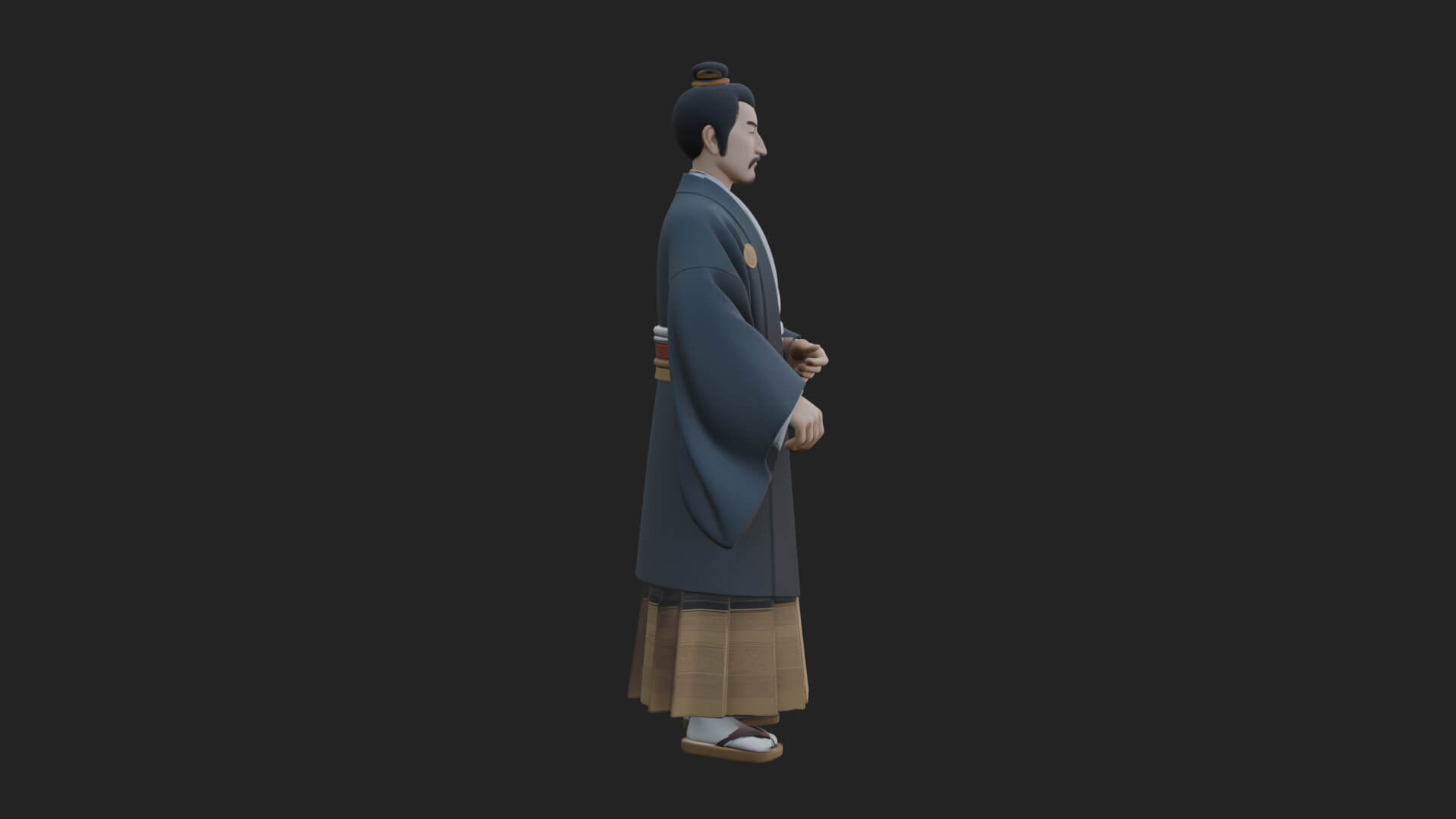 Kimono Merchant Man Statue Design 5 3D Print Model 3D Model