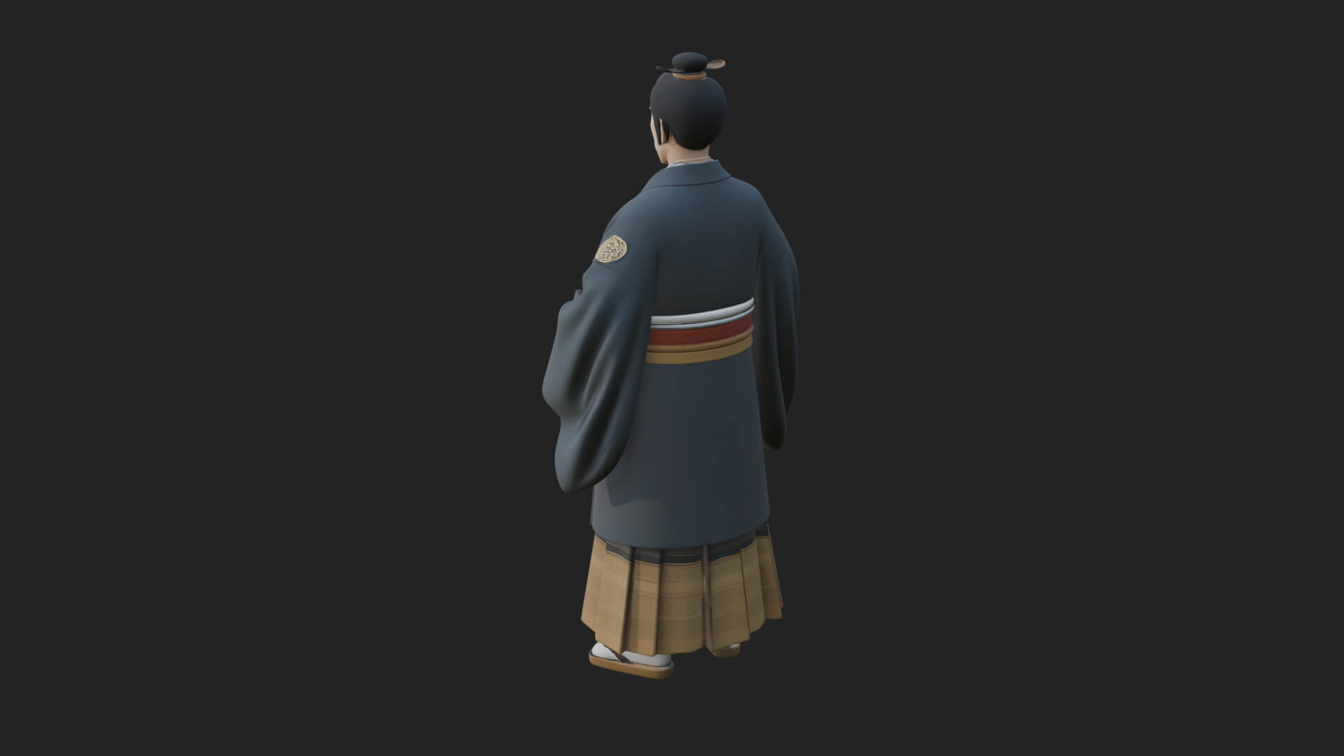 Kimono Merchant Man Statue Design 5 3D Print Model 3D Model