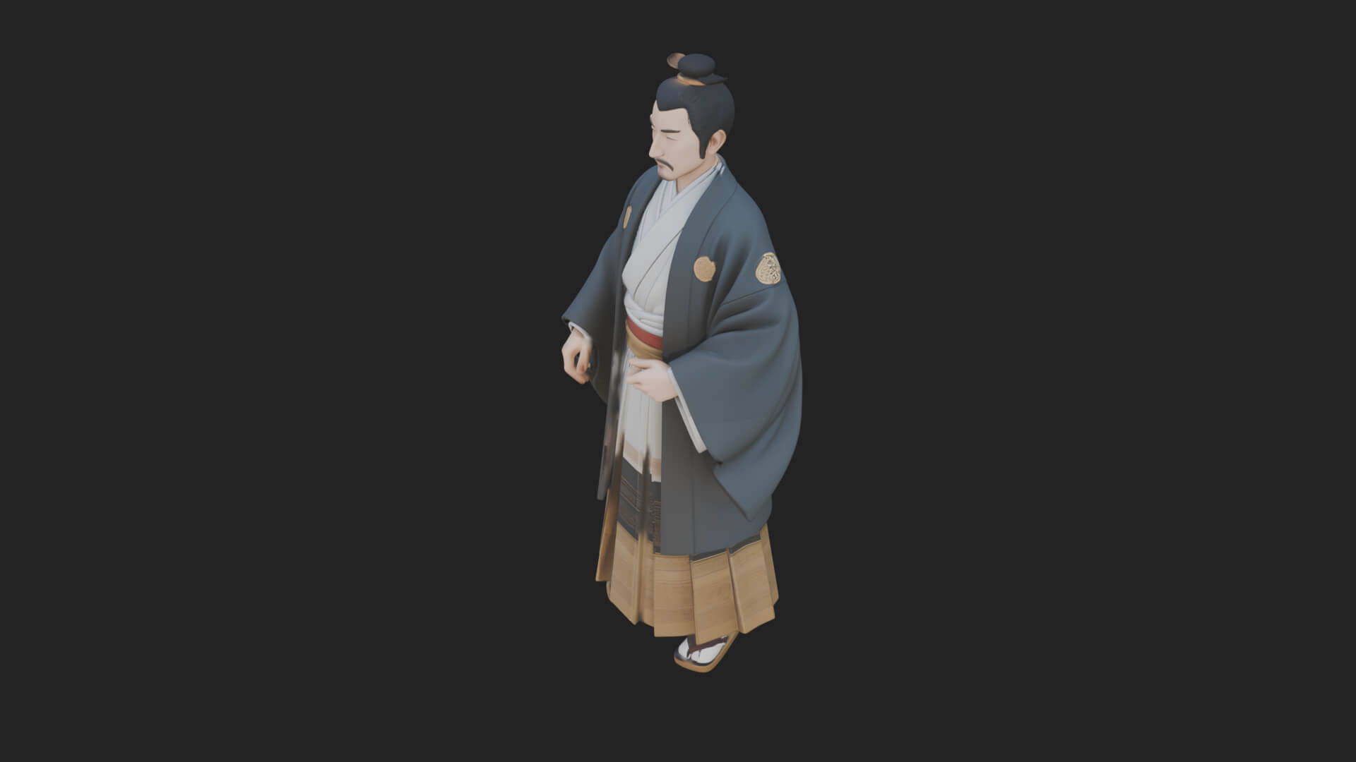 Kimono Merchant Man Statue Design 5 3D Print Model 3D Model