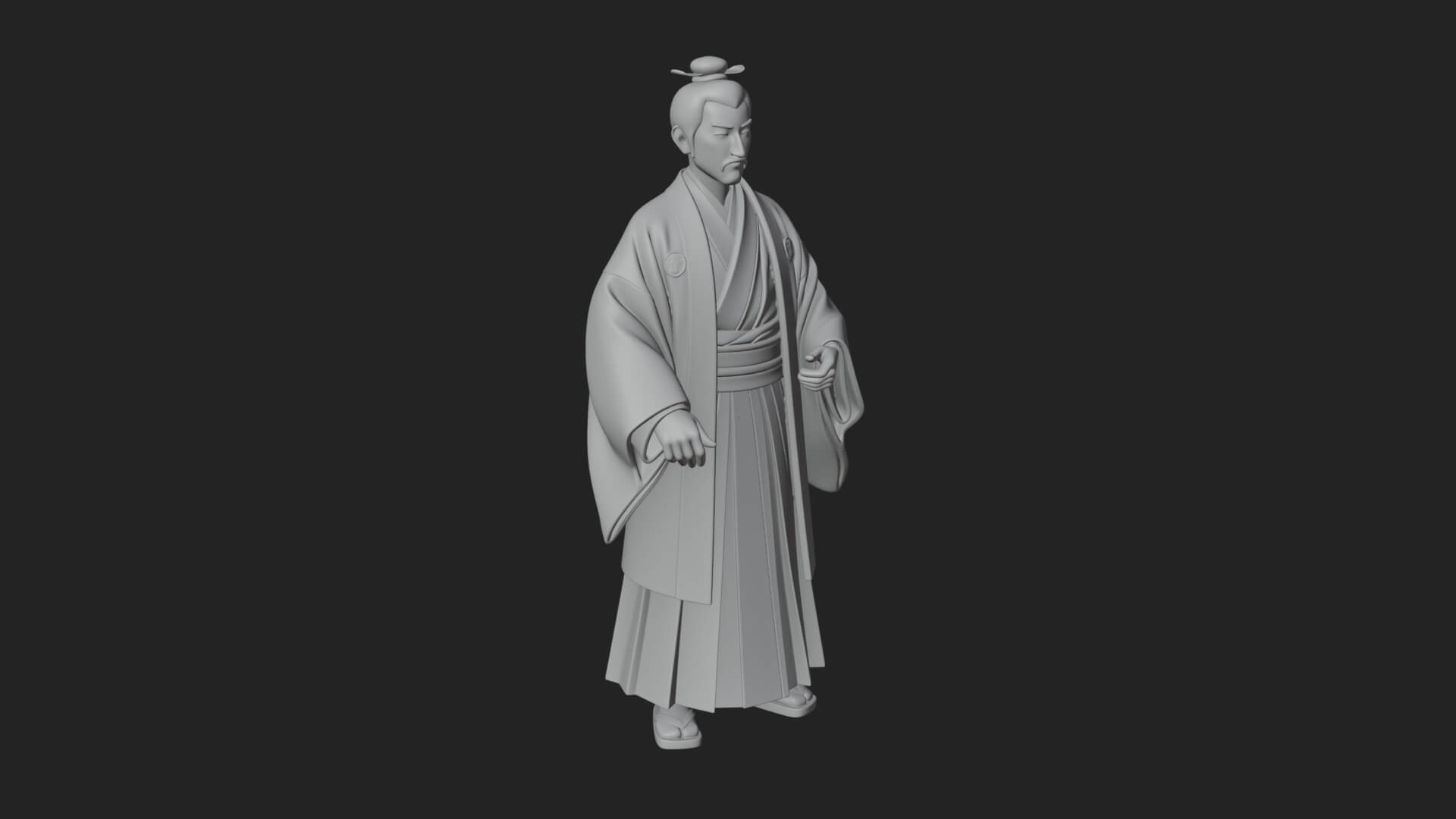 Kimono Merchant Man Statue Design 5 3D Print Model 3D Model
