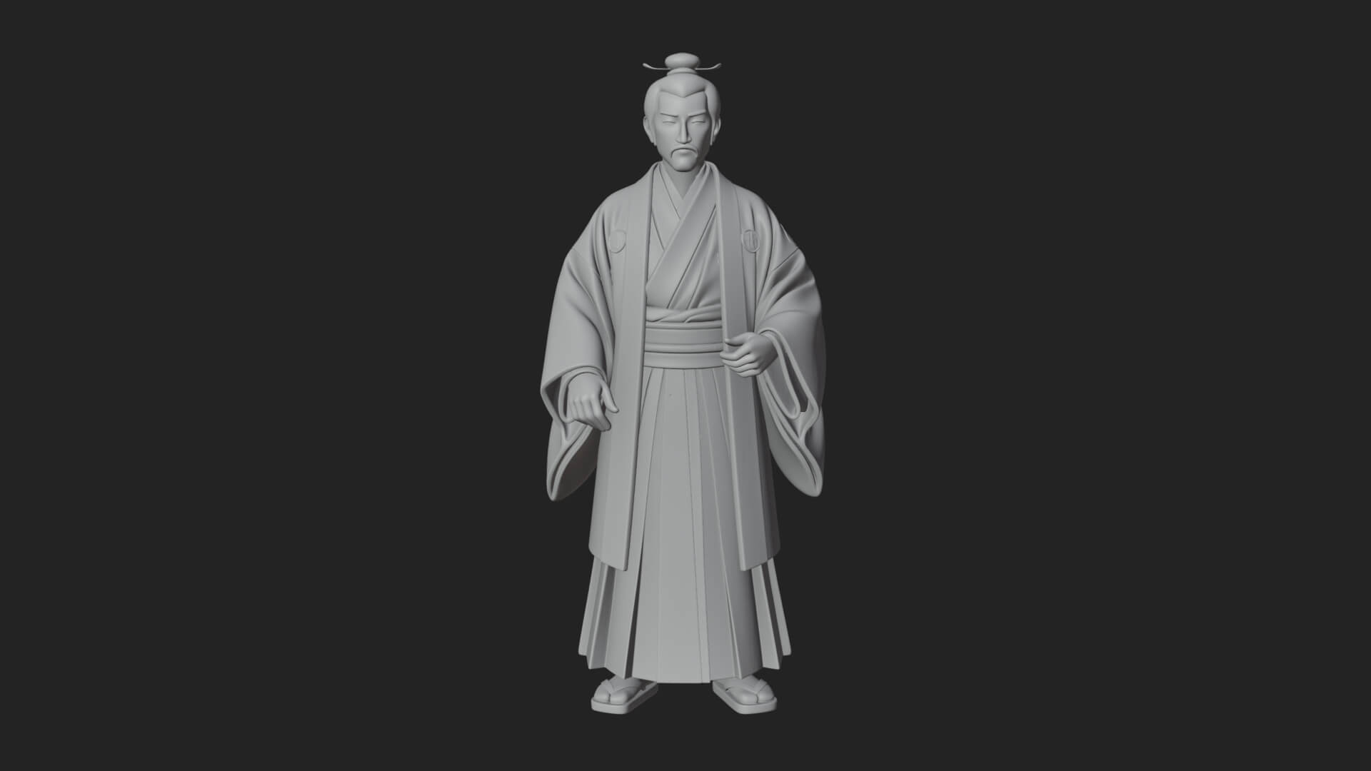 Kimono Merchant Man Statue Design 5 3D Print Model 3D Model