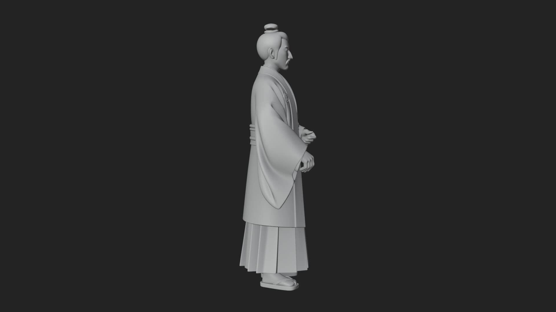 Kimono Merchant Man Statue Design 5 3D Print Model 3D Model