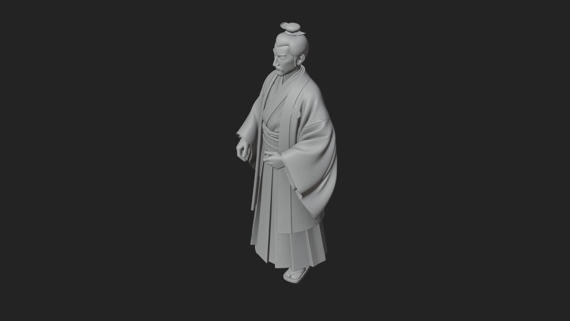 Kimono Merchant Man Statue Design 5 3D Print Model 3D Model